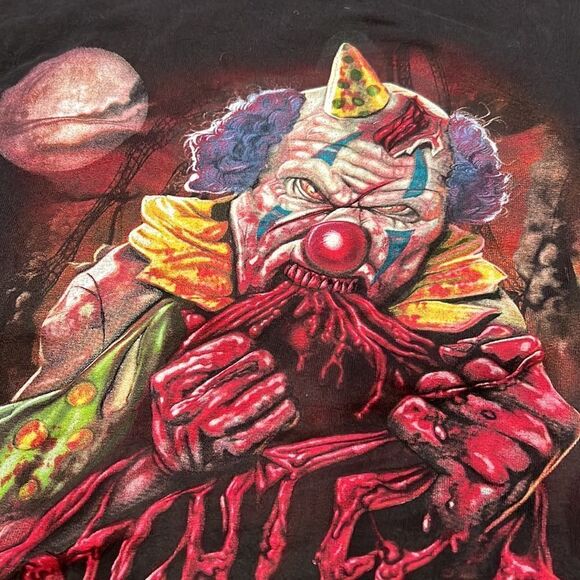 FRIGHT FEST SIX FLAGS Great America scary clown graphic Tee size L EUC - Picture 6 of 7